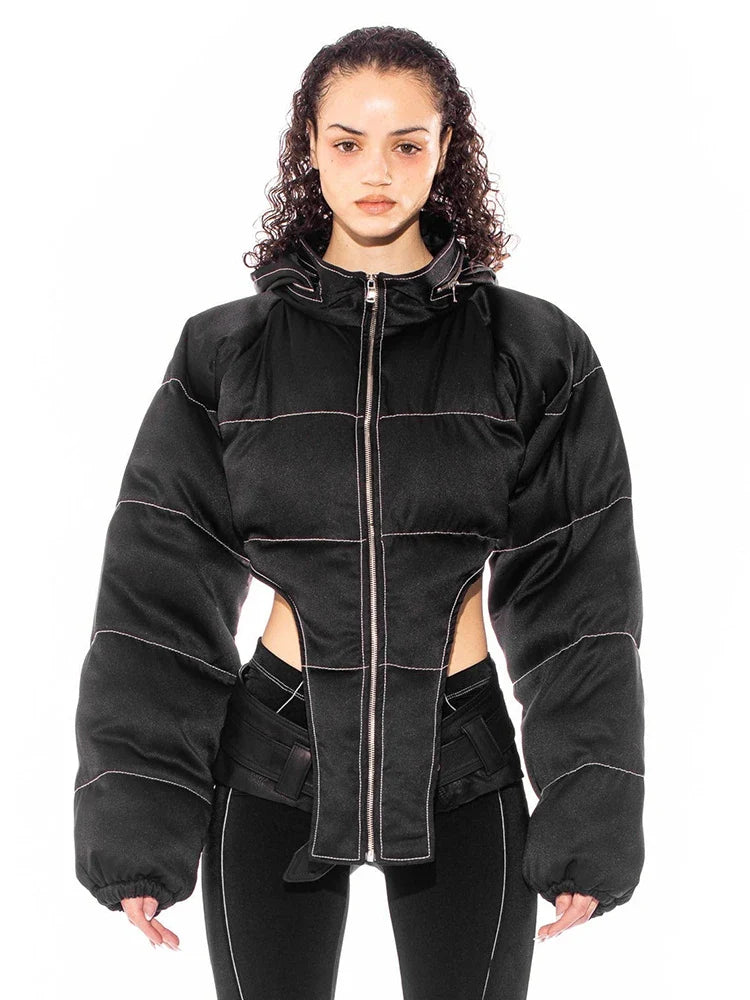 Puffer Jackets- Sky Hug Asymmetrical Jacket- - IndioGear.com