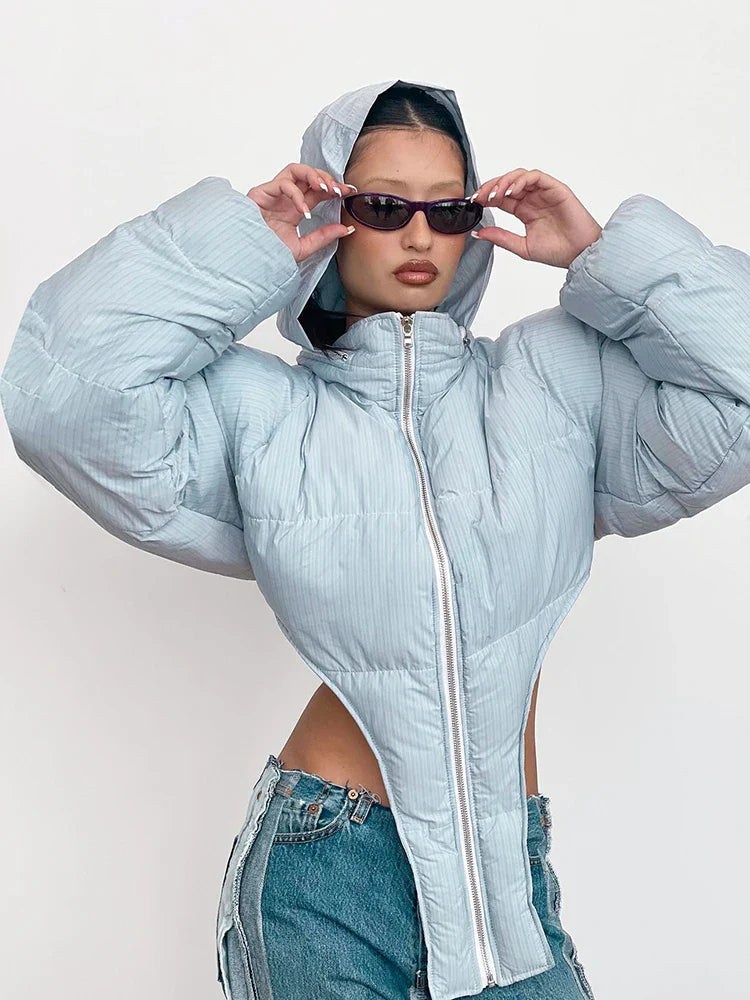 Puffer Jackets- Sky Hug Asymmetrical Jacket- - IndioGear.com