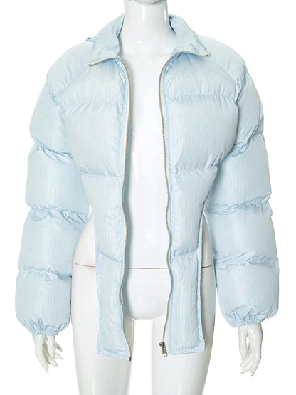 Puffer Jackets- Sky Hug Asymmetrical Jacket- - IndioGear.com