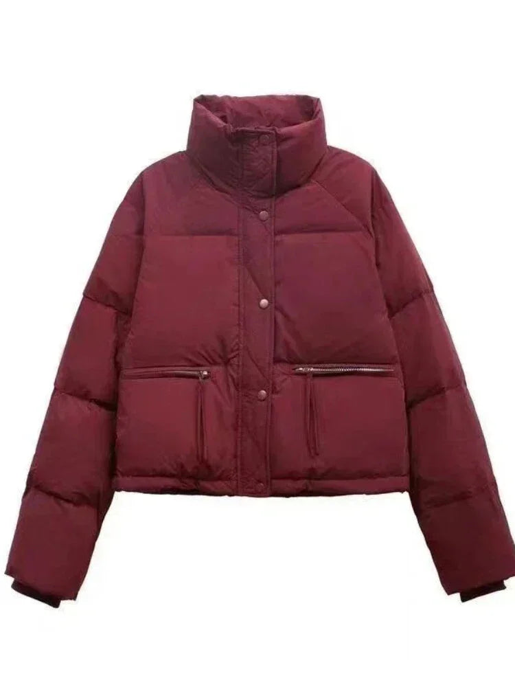 Puffer Jackets- Winter Women's Puffer Jacket- Wine Red- IndioGear.com