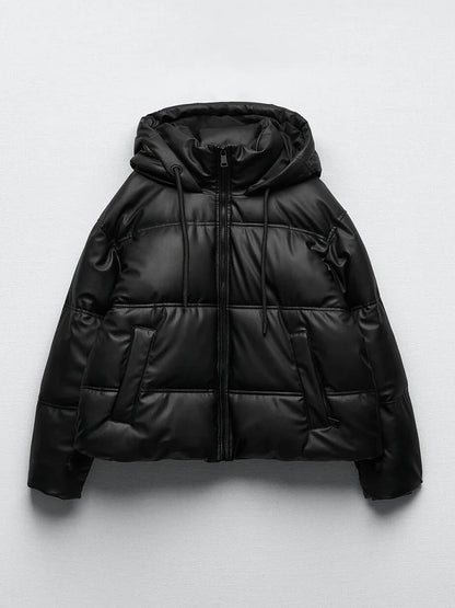 Puffer Jackets- Women's Hip-Length Puffer Jacket for Winter Walks- Black- IndioGear.com