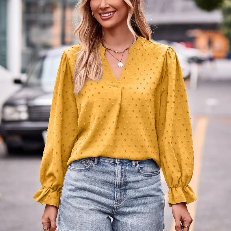 Pullover Blouses- Day-to-Night V-Neck Blouse- - IndioGear.com