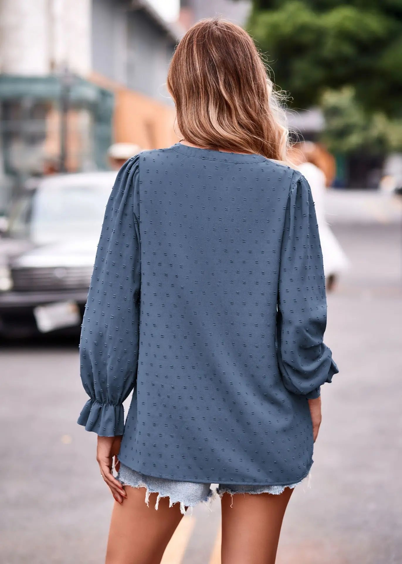 Pullover Blouses- Day-to-Night V-Neck Blouse- - IndioGear.com