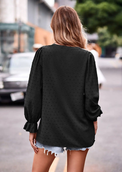 Pullover Blouses- Day-to-Night V-Neck Blouse- - IndioGear.com