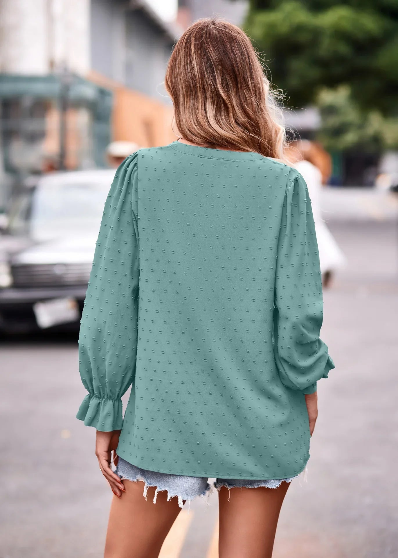 Pullover Blouses- Day-to-Night V-Neck Blouse- - IndioGear.com