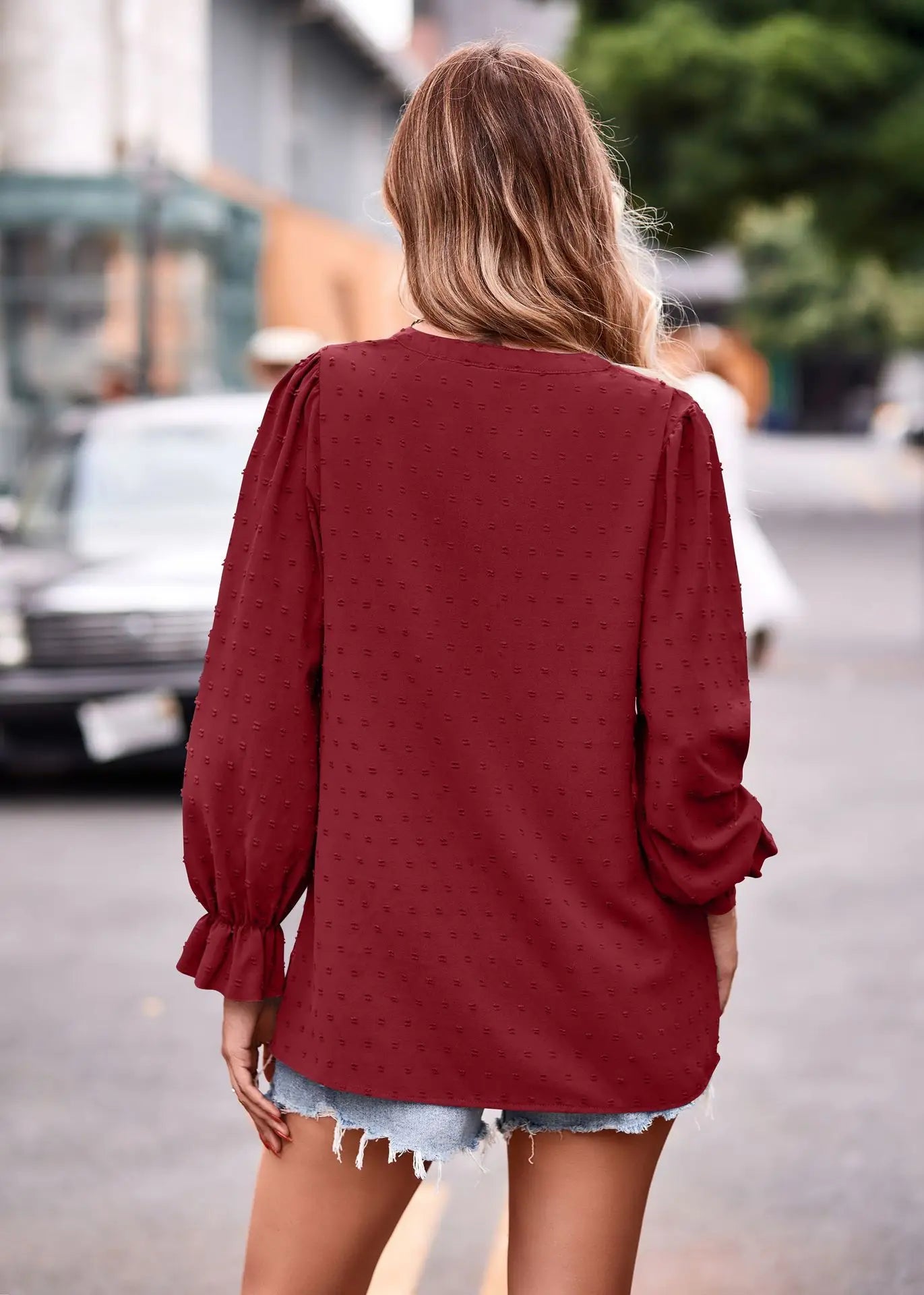 Pullover Blouses- Day-to-Night V-Neck Blouse- - IndioGear.com