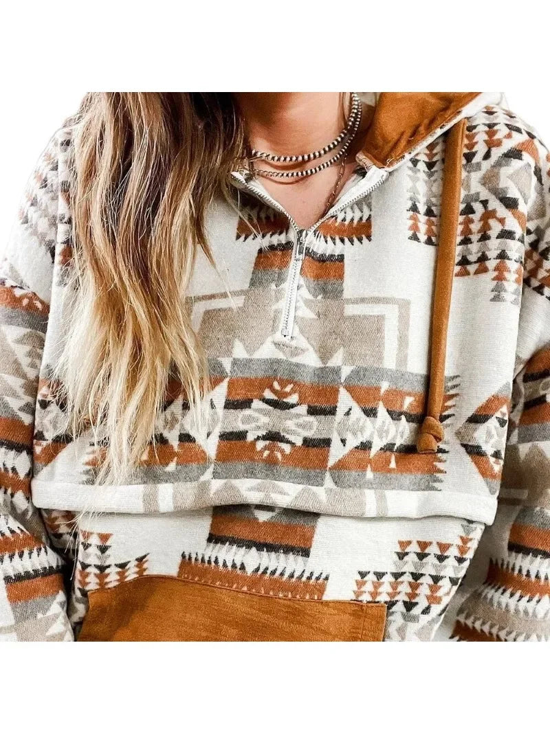 Pullover Hoodies- Aztec Charm Pullover Hoodie- - IndioGear.com