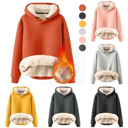 Pullover Hoodies- Fleece Hoodie Plush Winter Pullover for Women- - IndioGear Women Clothing