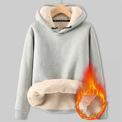 Pullover Hoodies- Fleece Hoodie Plush Winter Pullover for Women- Light Gray- IndioGear Women Clothing