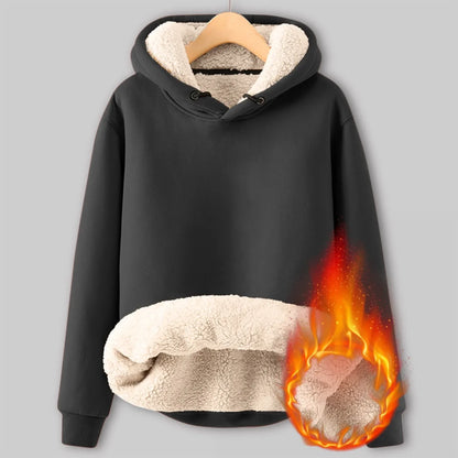 Pullover Hoodies- Fleece Hoodie Plush Winter Pullover for Women- Black- IndioGear Women Clothing