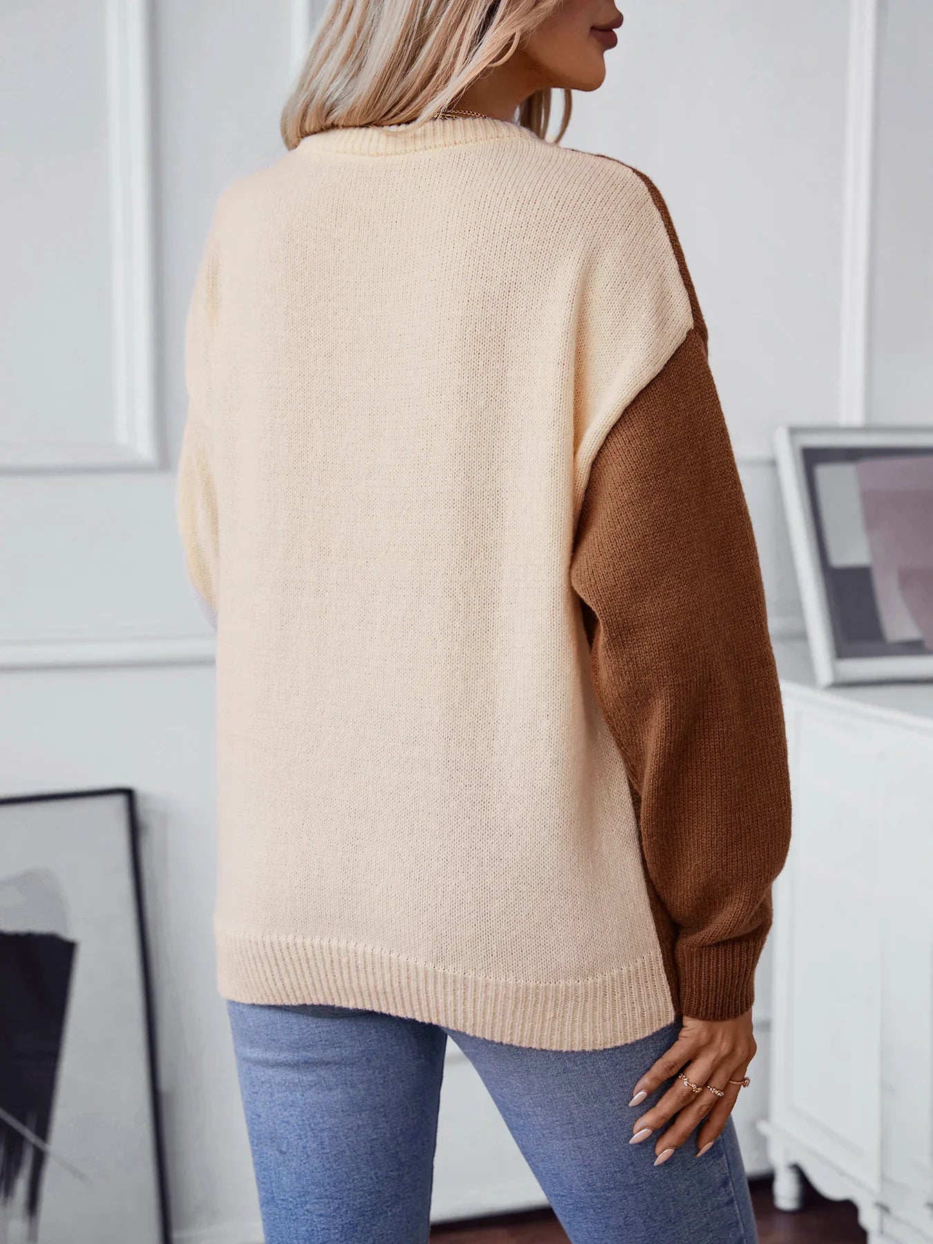 Pullover Sweaters- Chain-link-Rib-Thread locks Knit Pullover Sweaters – Modern Chic Look- - IndioGear.com