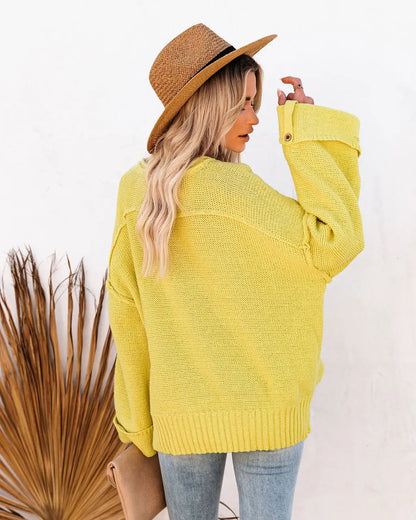 Pullover Sweaters- Crisp Morning Waffle Crop- - IndioGear.com