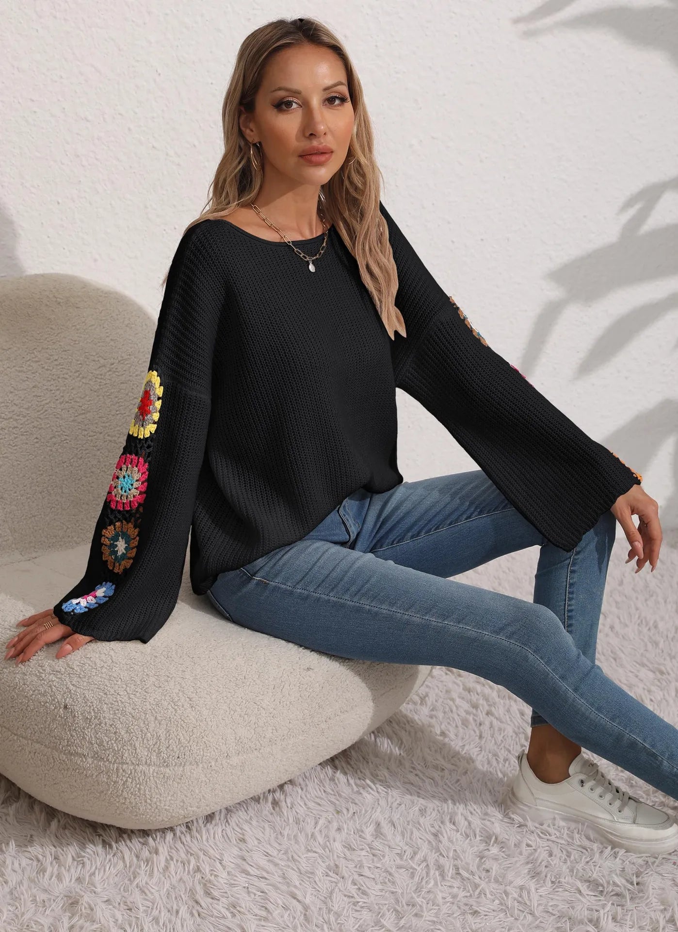 Pullover Sweaters- Folk Embroidered Cozy Pullover- - IndioGear.com