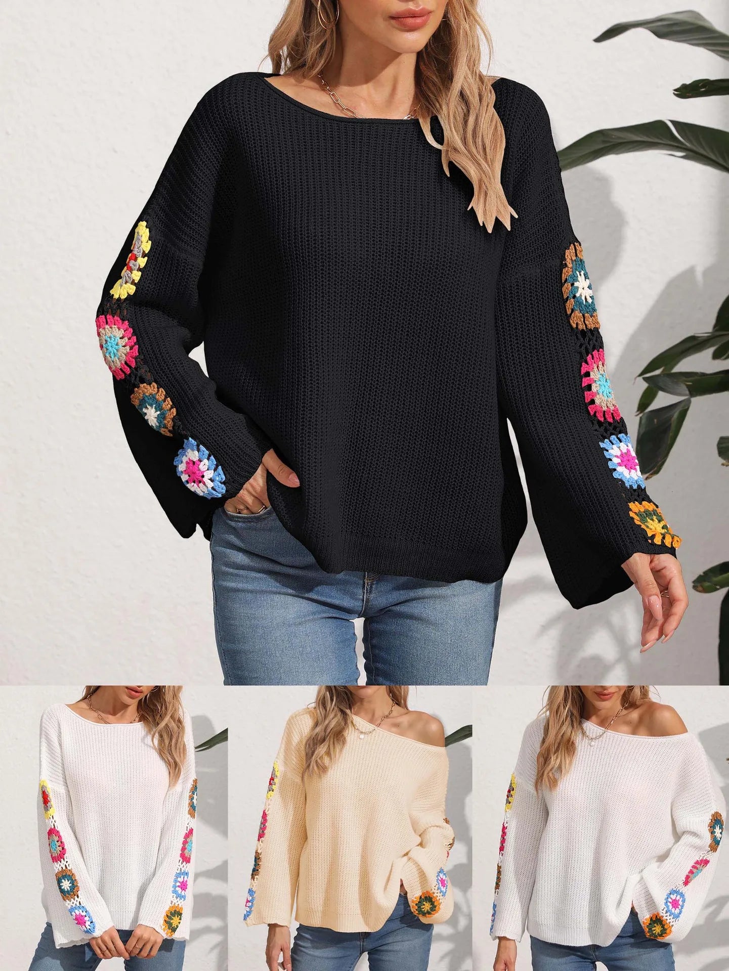 Pullover Sweaters- Folk Embroidered Cozy Pullover- - IndioGear.com