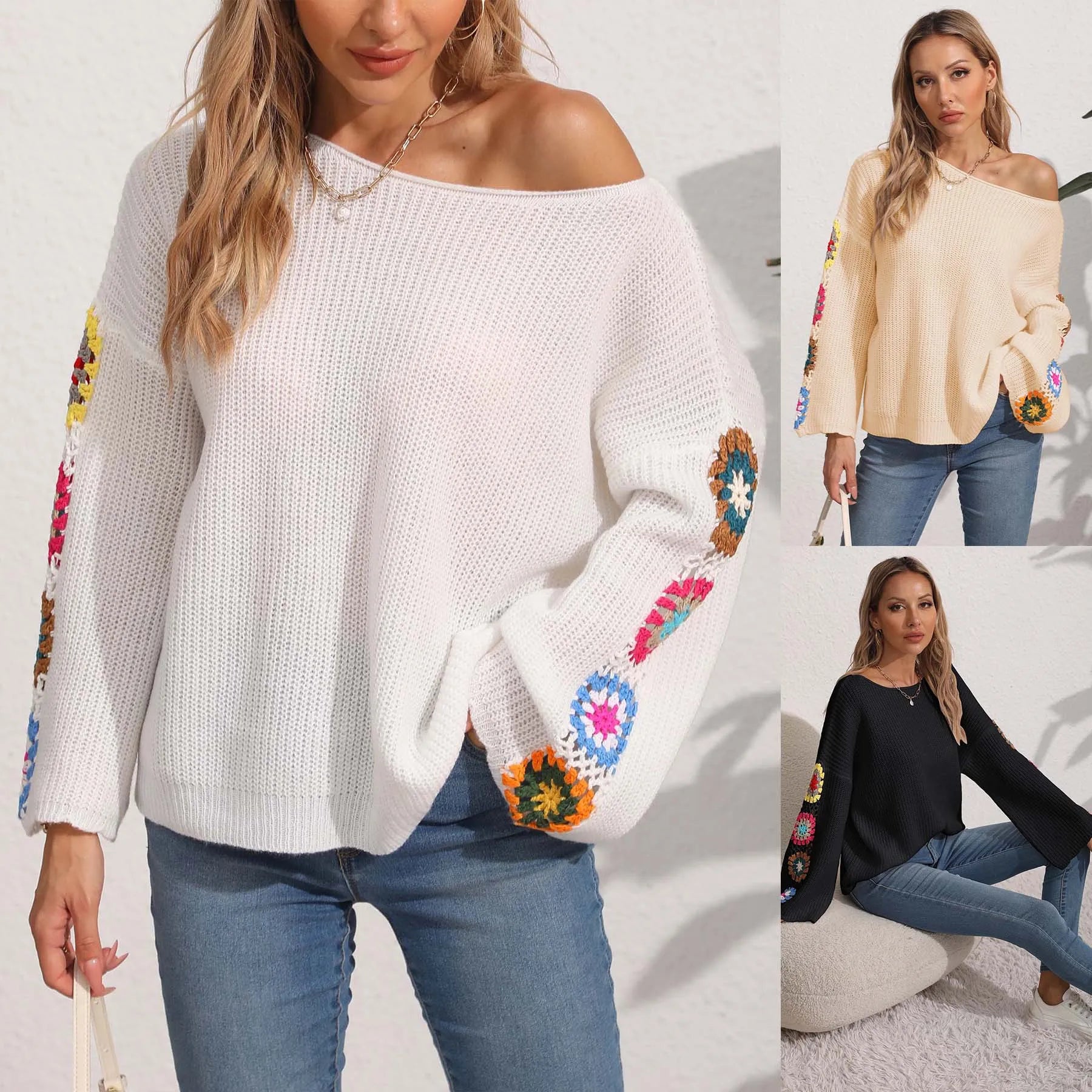 Pullover Sweaters- Folk Embroidered Cozy Pullover- - IndioGear.com