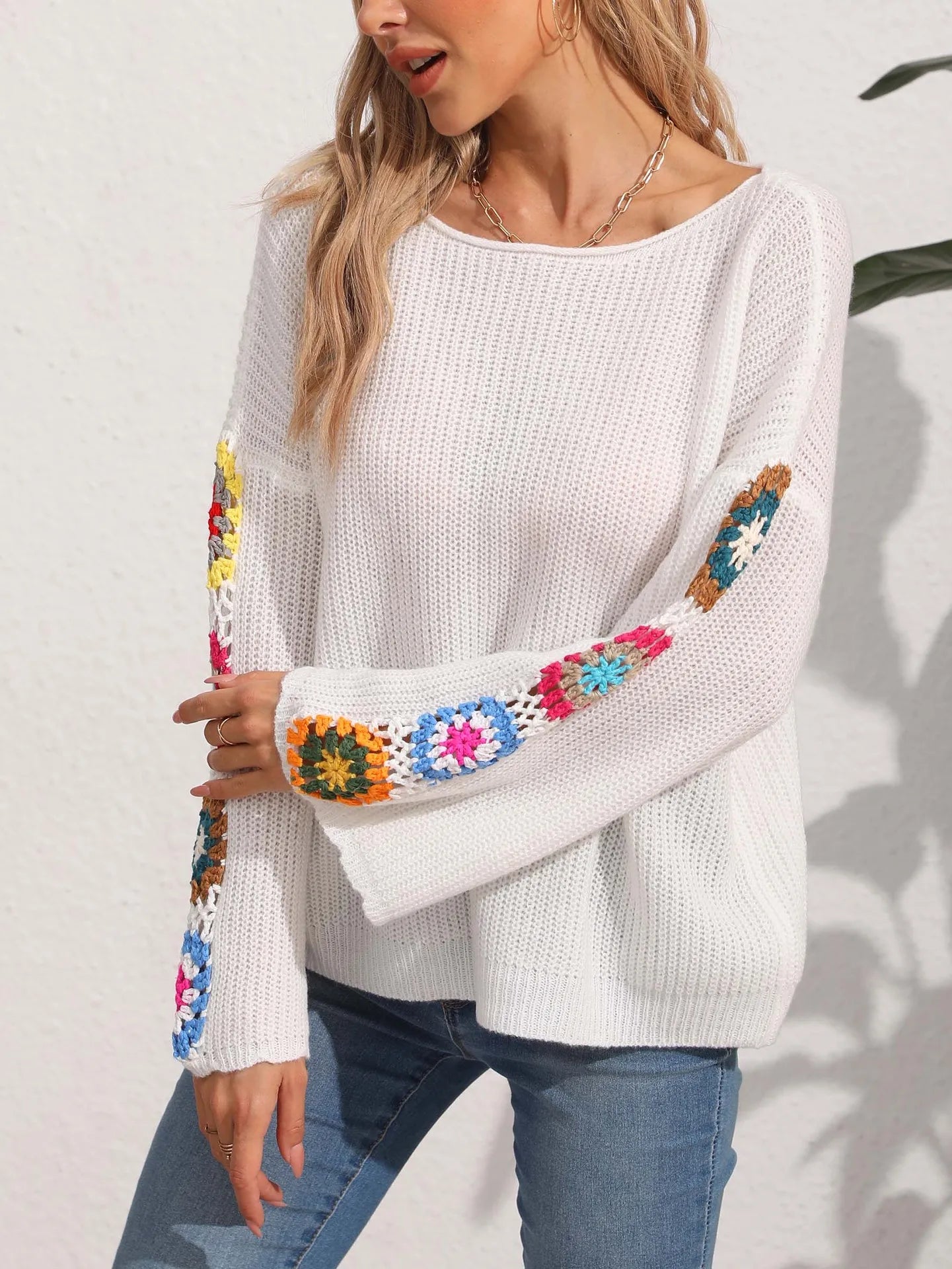 Pullover Sweaters- Folk Embroidered Cozy Pullover- - IndioGear.com