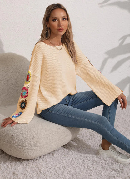 Pullover Sweaters- Folk Embroidered Cozy Pullover- - IndioGear.com