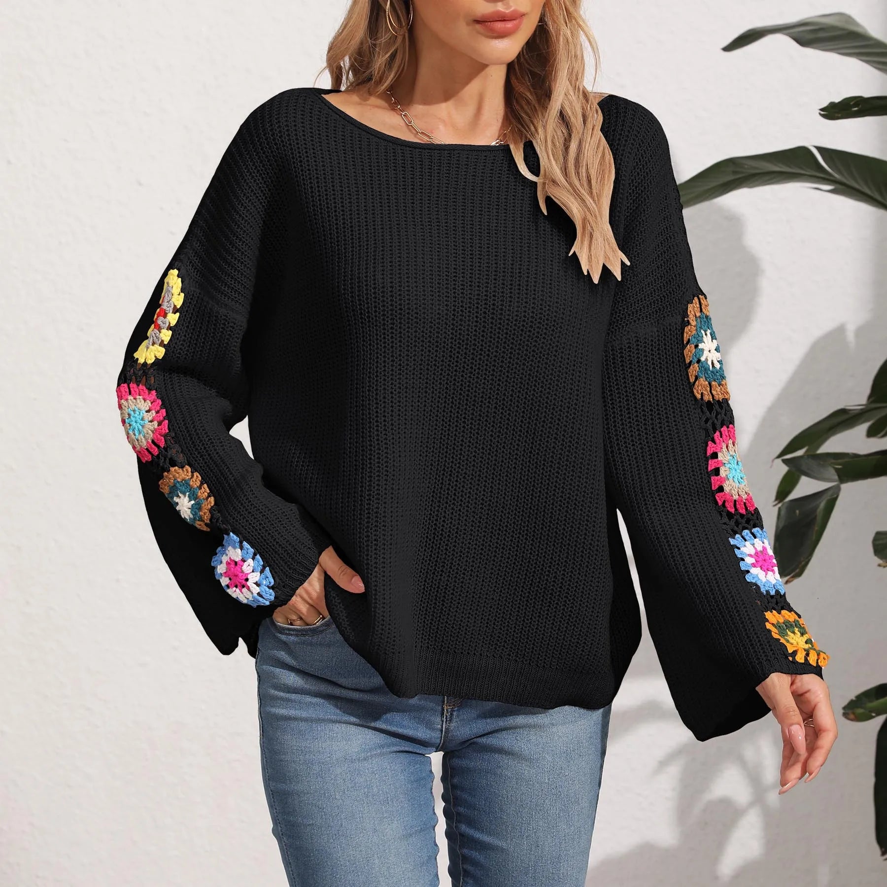 Pullover Sweaters- Folk Embroidered Cozy Pullover- - IndioGear.com