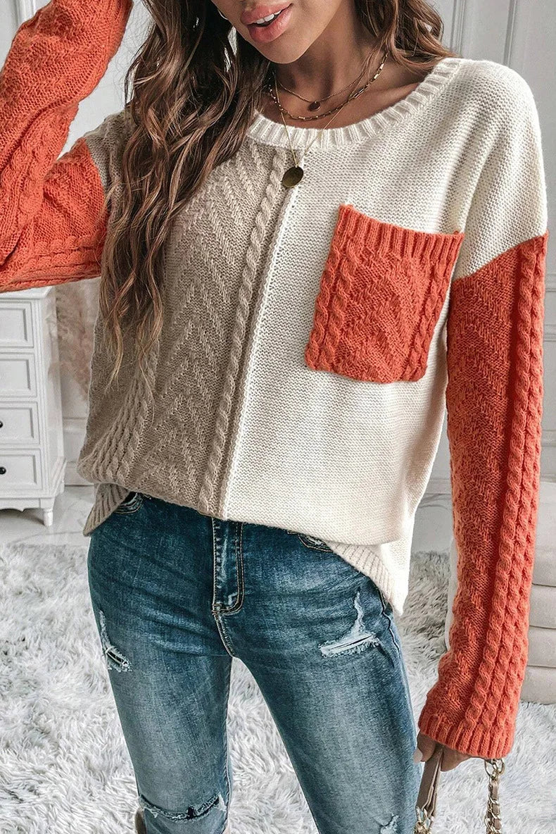 Pullover Sweaters- Modern Artisan Knitwear Pullover- Orange- IndioGear.com