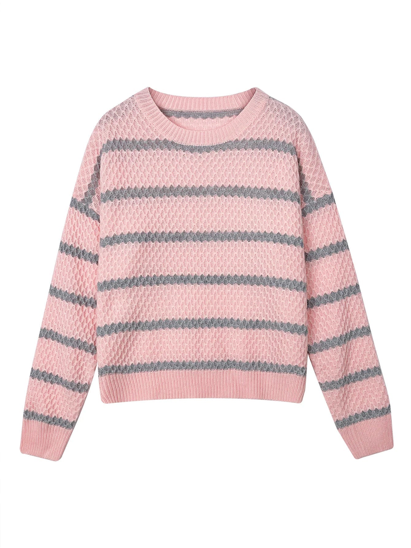 Pullover Sweaters- Stripped Waffle Knit Textured Pullover Sweaters – Regular Fit- - IndioGear.com