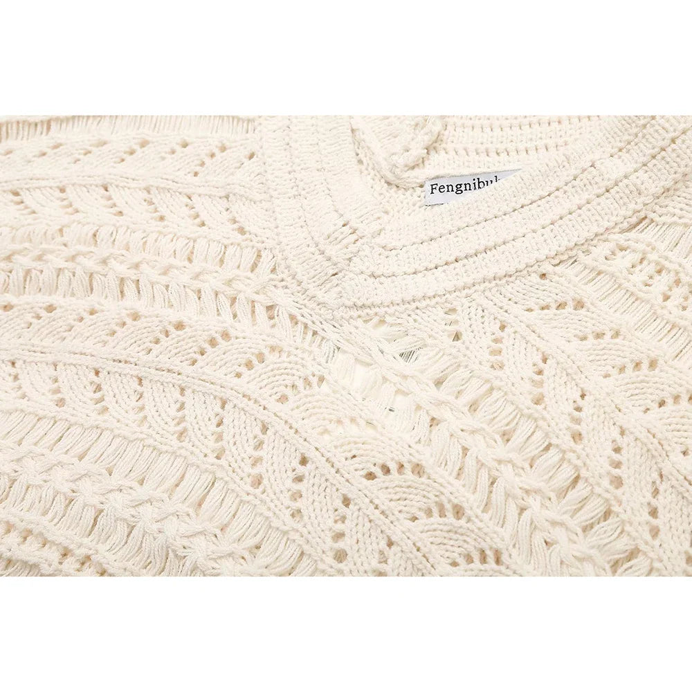 Pullover Sweaters- V-neck Crop Knitted Women Pullovers – Chic & Fancy- - IndioGear.com