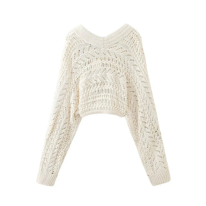 Pullover Sweaters- V-neck Crop Knitted Women Pullovers – Chic & Fancy- - IndioGear.com