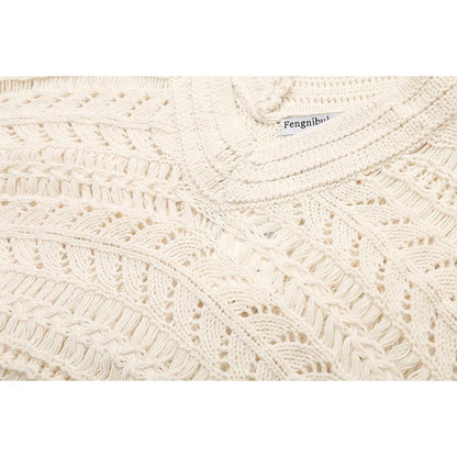 Pullover Sweaters- V-neck Crop Knitted Women Pullovers – Chic & Fancy- - IndioGear.com