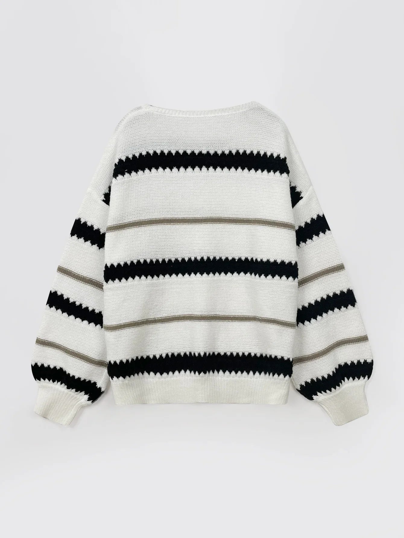 Pullover Sweaters- Zigzag Stripe Boat Neck Pullover- - IndioGear.com