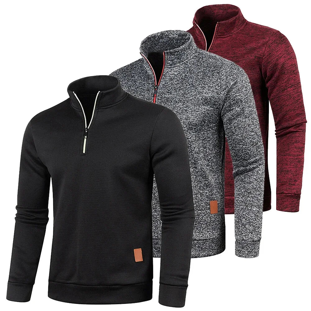 Pullovers- Dynamic Men's Zip-Up Sweatshirt - Heathered Pullover- - IndioGear