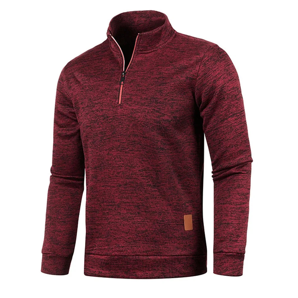 Pullovers- Dynamic Men's Zip-Up Sweatshirt - Heathered Pullover- - IndioGear