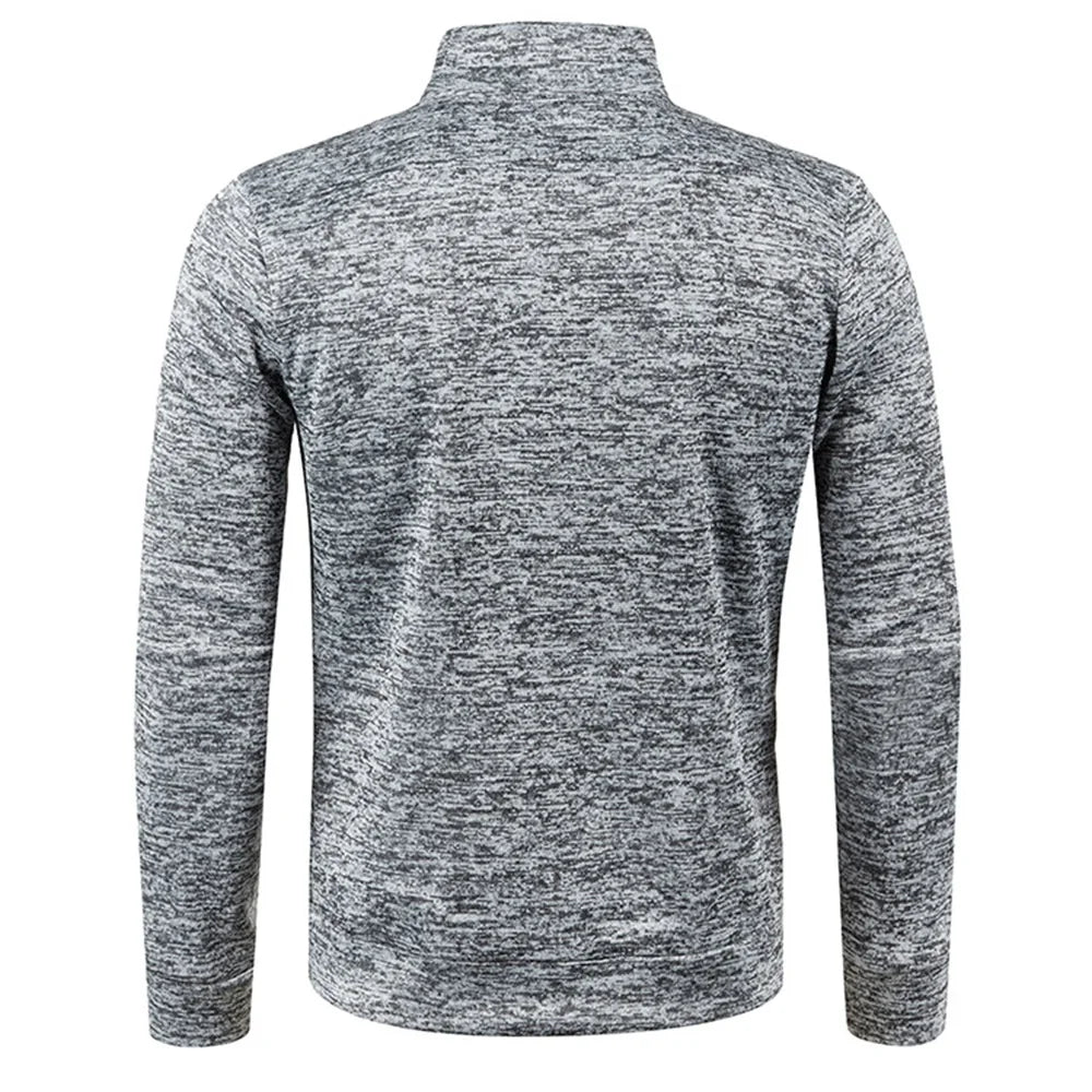 Pullovers- Dynamic Men's Zip-Up Sweatshirt - Heathered Pullover- - IndioGear