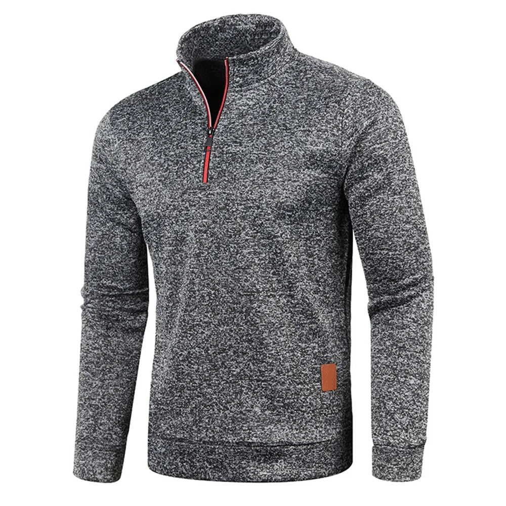 Pullovers- Dynamic Men's Zip-Up Sweatshirt - Heathered Pullover- - IndioGear