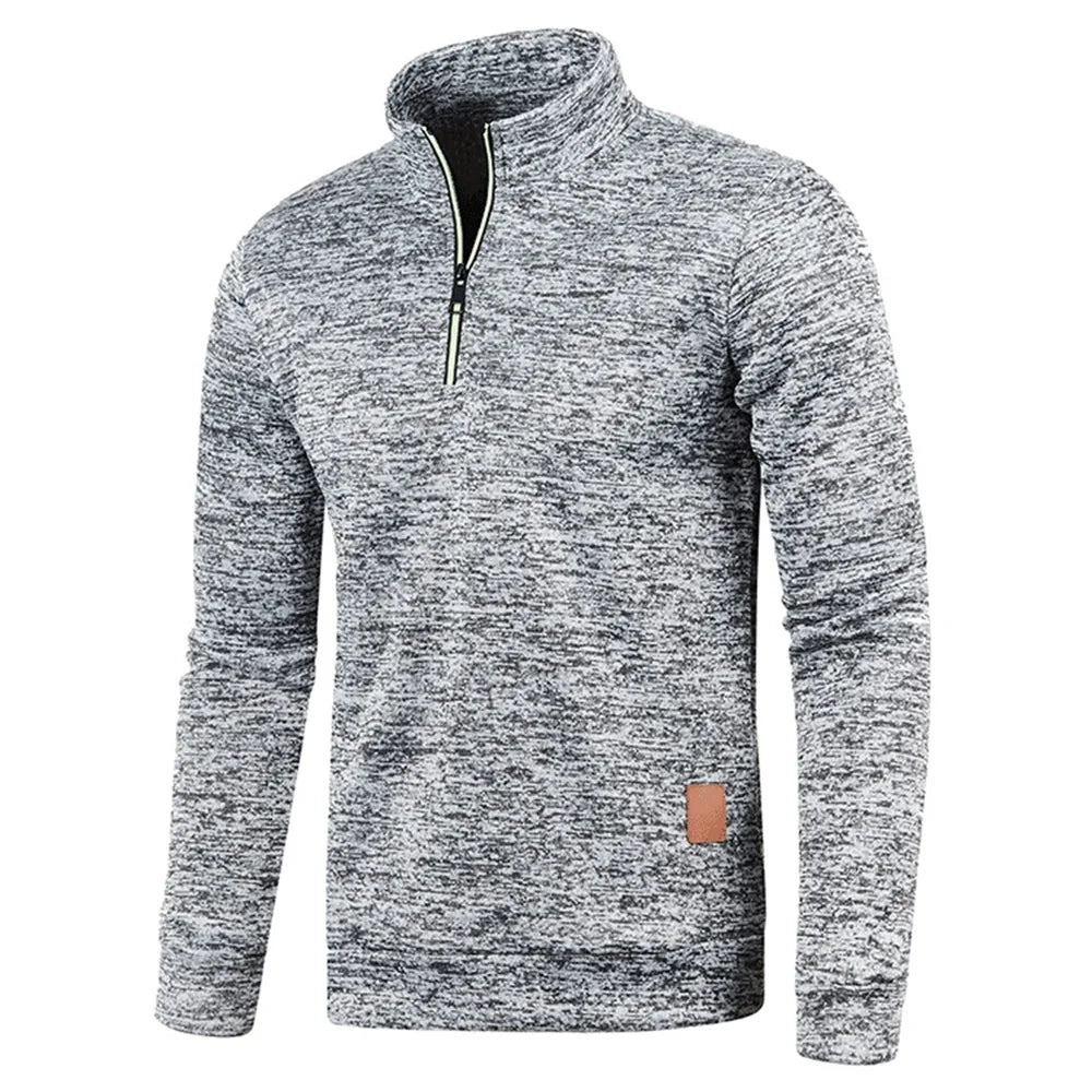 Pullovers- Dynamic Men's Zip-Up Sweatshirt - Heathered Pullover- - IndioGear