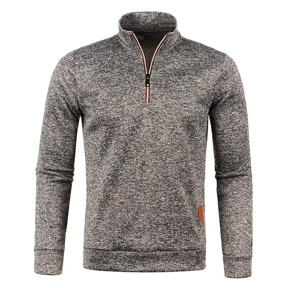 Pullovers- Dynamic Men's Zip-Up Sweatshirt - Heathered Pullover- - IndioGear