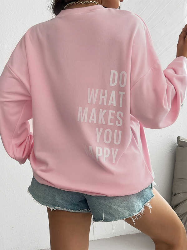 Pullovers- Inspirational “Do What Makes You Happy” Quote Pink Pullover- - IndioGear.com