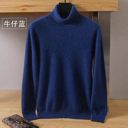 Pullovers - Mink Cashmere Turtleneck Sweater - Men Winter Essential