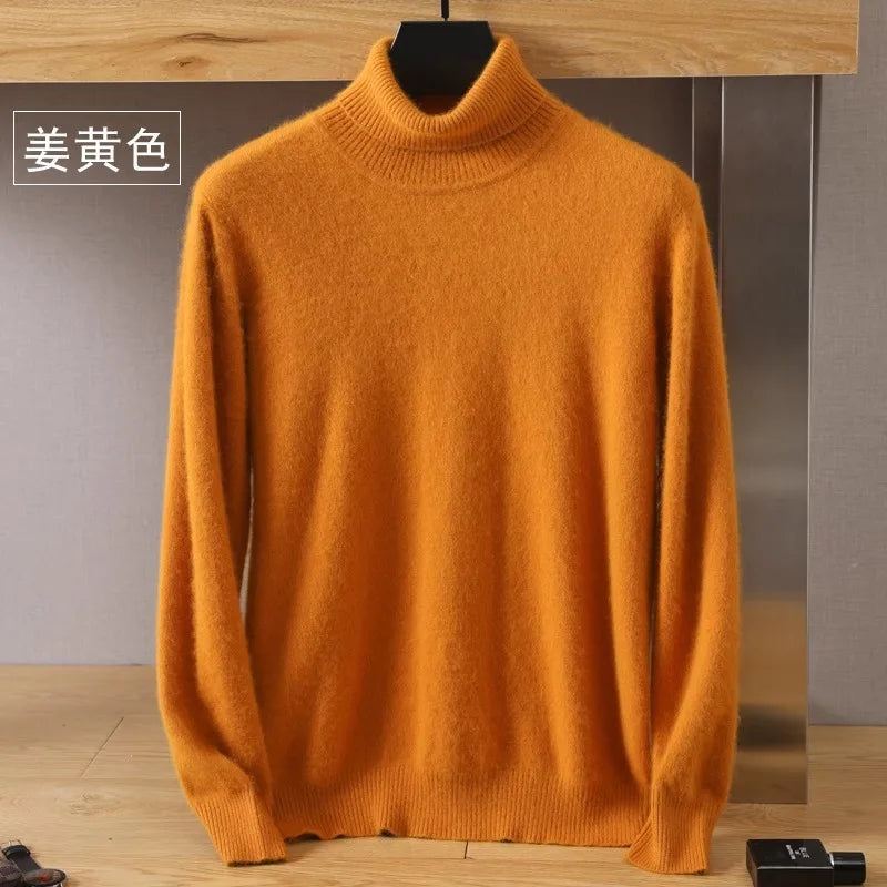 Pullovers - Mink Cashmere Turtleneck Sweater - Men Winter Essential