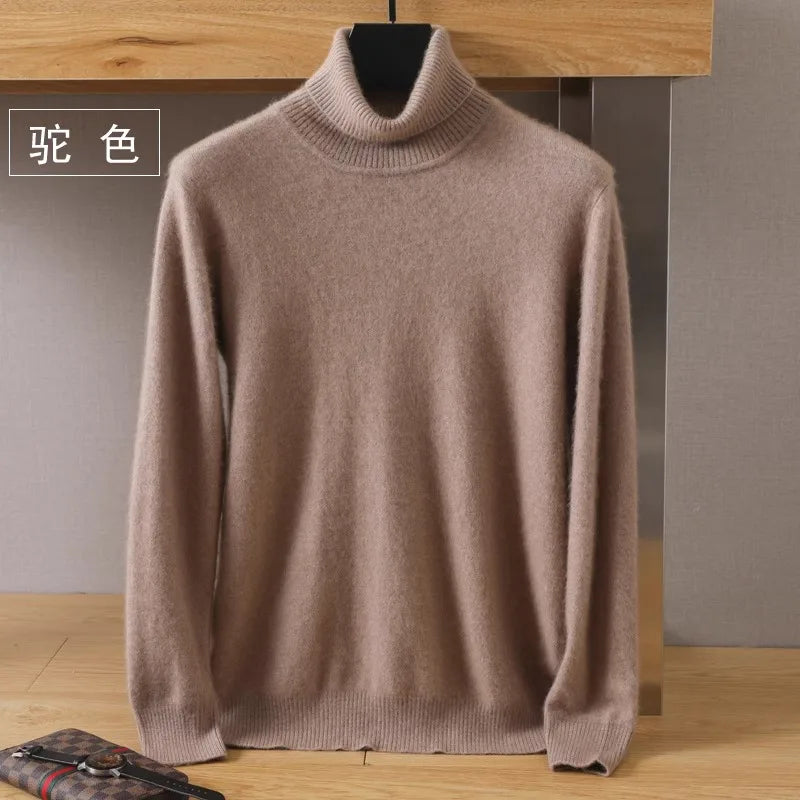 Pullovers - Mink Cashmere Turtleneck Sweater - Men Winter Essential