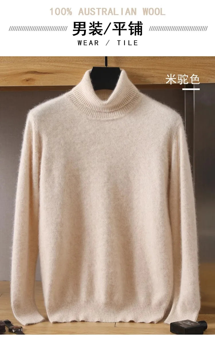 Pullovers - Mink Cashmere Turtleneck Sweater - Men Winter Essential