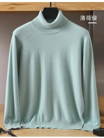 Pullovers - Mink Cashmere Turtleneck Sweater - Men Winter Essential