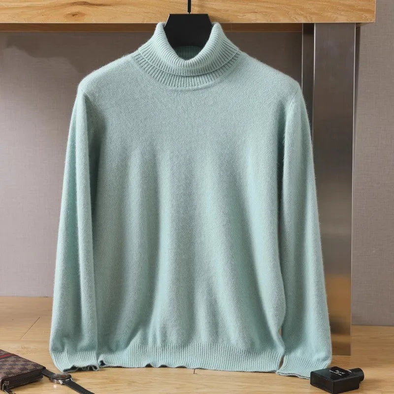 Pullovers - Mink Cashmere Turtleneck Sweater - Men Winter Essential