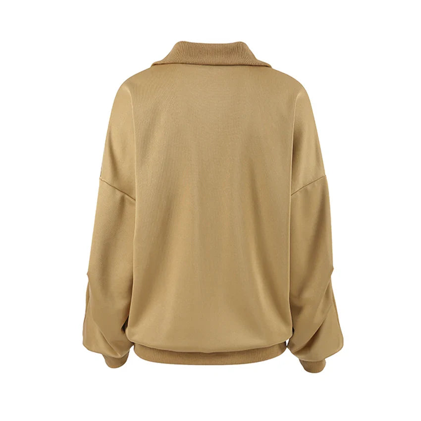 Pullovers- Oversized Half-Zip Sweatshirt Casual Pullover- - IndioGear.com