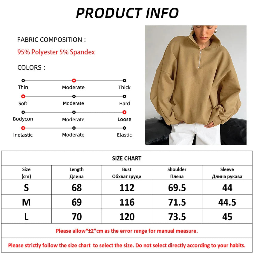 Pullovers- Oversized Half-Zip Sweatshirt Casual Pullover- - IndioGear.com