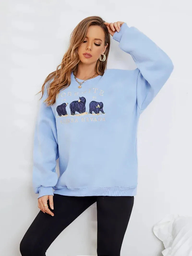 Pullovers Sweatshirts- Casual Bear Encounter Sweater- Blue- IndioGear.com