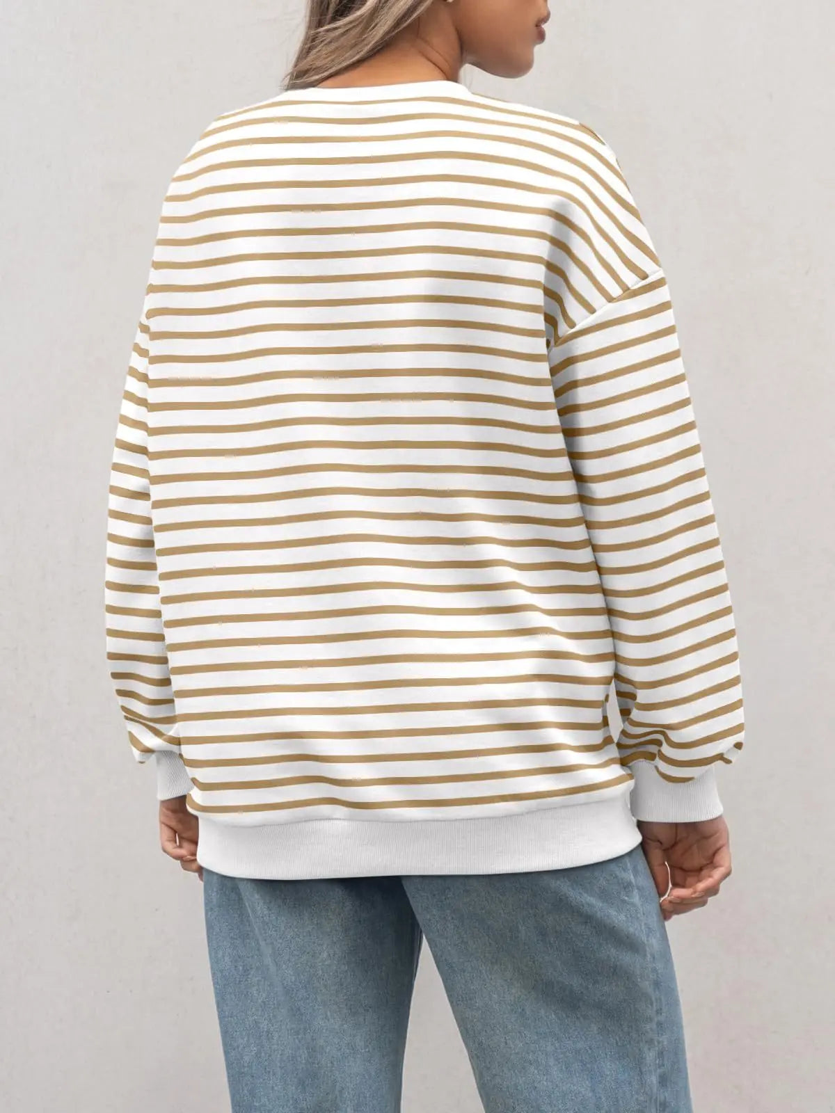 Pullovers Sweatshirts- Casual Stripes Oversized Pullover- - IndioGear.com