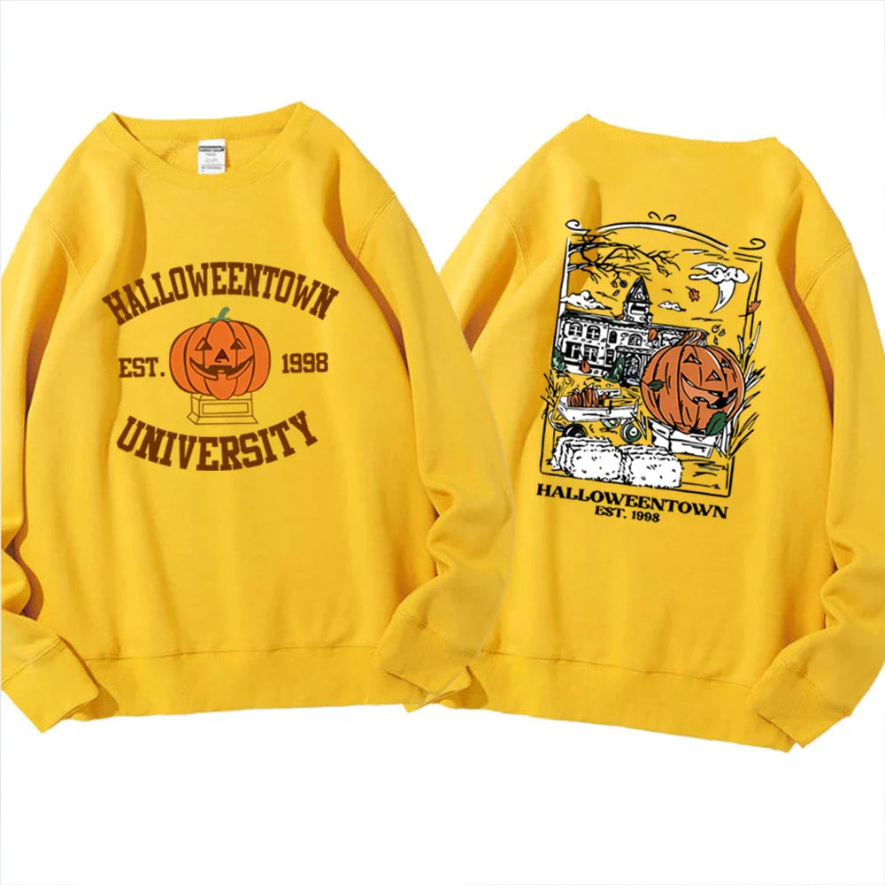 Pullovers Sweatshirts- Cozy Halloweentown University Sweatshirt – Two-Sided Print 🎃👻- - IndioGear.com