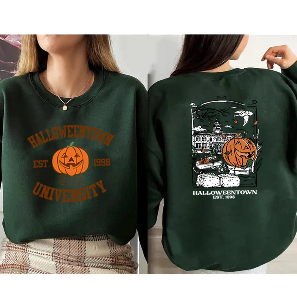 Pullovers Sweatshirts- Cozy Halloweentown University Sweatshirt – Two-Sided Print 🎃👻- - IndioGear.com