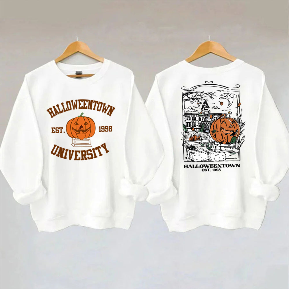 Pullovers Sweatshirts- Cozy Halloweentown University Sweatshirt – Two-Sided Print 🎃👻- - IndioGear.com