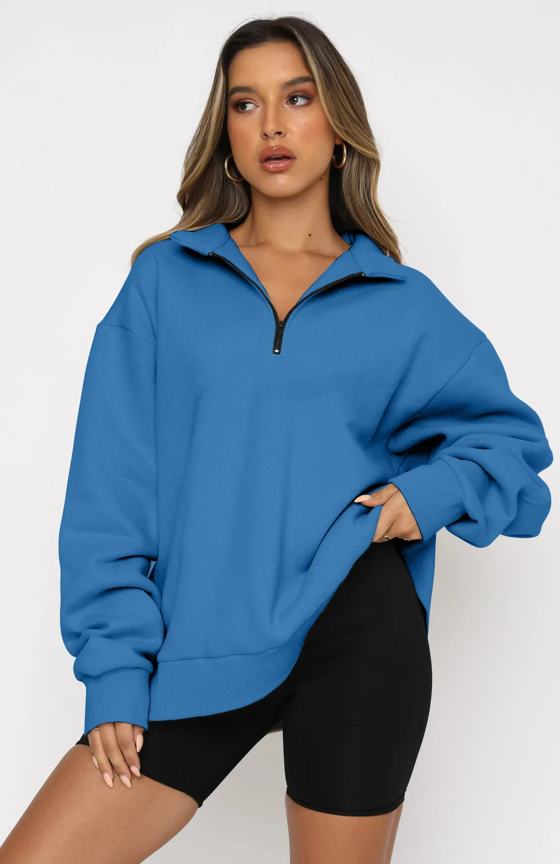 Pullovers Sweatshirts- Half Zip Up Classic Casual Sweatshirts – Earthy Colors- - IndioGear.com