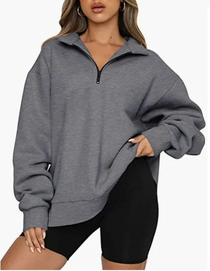 Pullovers Sweatshirts- Half Zip Up Classic Casual Sweatshirts – Earthy Colors- - IndioGear.com